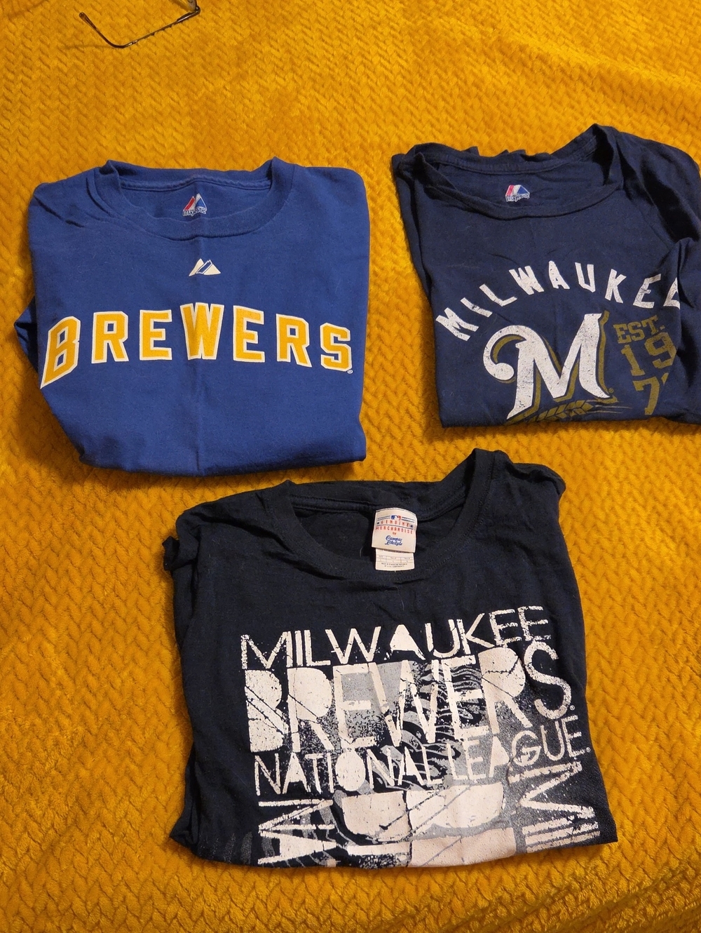Majestic Men/women/kuds Brewers Navy & Royal Blue Graphic Tees